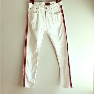 Zara Man White with Stripe Tapered Chino size 31